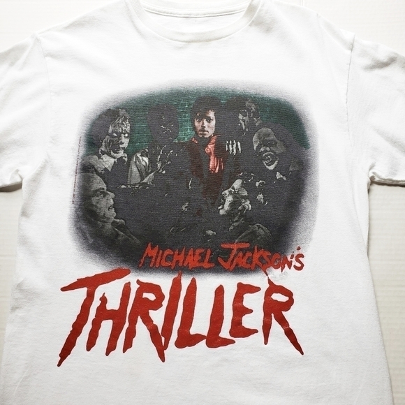 Vintage Thriller Michael Jackson White Graphic T-shirt 100% Cotton‎ Size Medium - Picture 4 of 9
